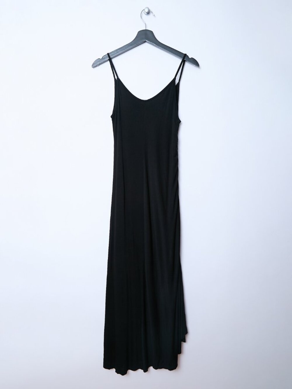 A.L.C. Lelah Ruched Side Spaghetti Thin Strap Slinky Black Midi Dress Cocktail - Picture 3 of 10